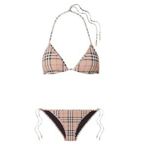 BURBERRY check printed triangle bikini set
